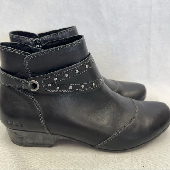 Taos Footwear Ultimo black leather harness bootie‎ size 9.5 zip up moto biker - Picture 7 of 14